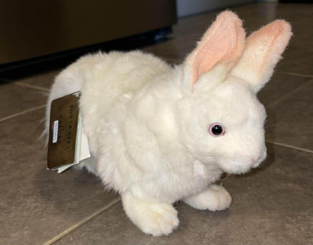 Hansa White Rabbit Plush Toy Realistic 12 Inches - Etsy Norway