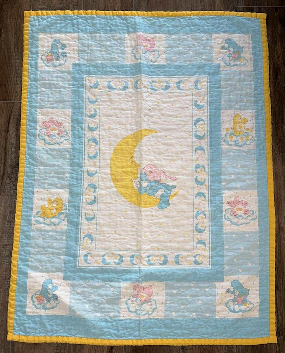 Vintage the Care Bears Baby Quilt Blanket Bedtime Bear 44x34 Inch