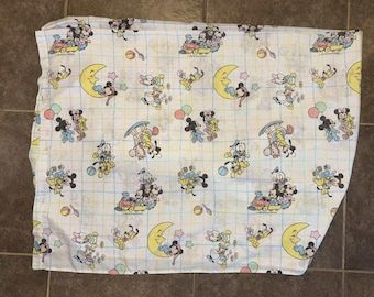 Vintage Walt Disney Baby Mickey Minnie Daisy Donald CRIB Bed sheet