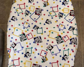 Vintage Walt Disney Mickey Mouse And Minnie Mouse Themed Fitted Crib Sheet