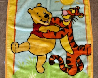 Vintage Disney Winnie The Pooh and Tigger Hugging Sun Crib Blanket