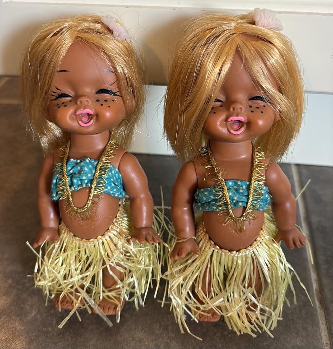 Beautiful people トロピカルウールモヘアグルカショーツy2K Vintage 1970s Rubber Hawaiian Hula Girl Tiki Doll With Grass Skirt