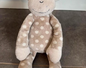 Little Jellycat Monty Monkey Polka Dot Rattle 9" Plush Soft Stuffed Lovey Baby