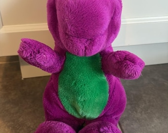 Vintage 1992 Barney The Dinosaur Plüschtier geschlossener Mund 13"