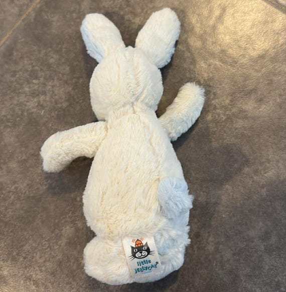 Jellycat Little Bunny Rabbit Plush Blue White Bobtail Chime Rattle
