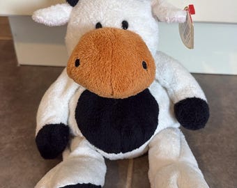 TY Tylux 2002 Cow Pluffies Grazer Plush Stuffed Animal Bean Bag
