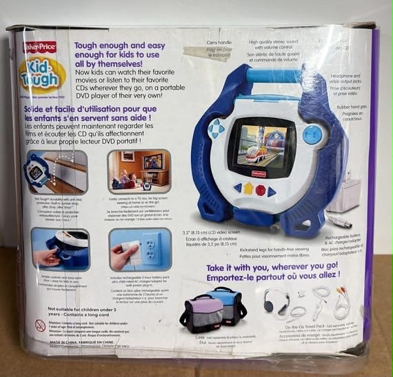 Fisher Price Kid Tough DVD Player LCD Video Screen Stereo Sound