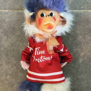 Vintage weiß Lila Affe Pelz Puppe made In Japan 15,5 cm