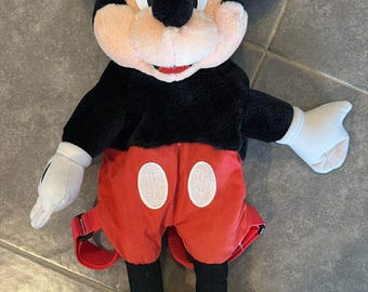 Vintage Disney Mickey Mouse 18" Plush Backpack With Adjustable Straps