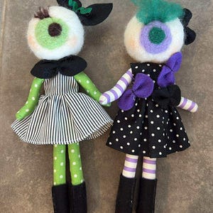 Eyeball Creepy Dolls Sisters 8 inch pair of dolls Halloween