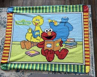 Vintage Sesame Street Kids Blanket Elmo Big Bird Cookie Monster 57x45 inch