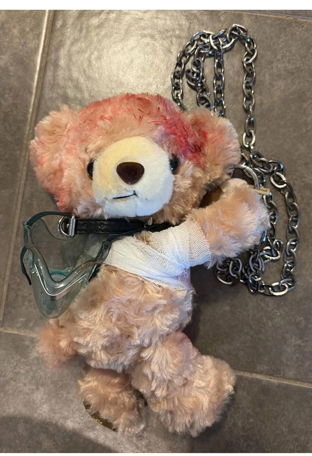 Gothic Teddy bear Injured Teddy Respirator Bandage Crossbody Bag Plush Toy