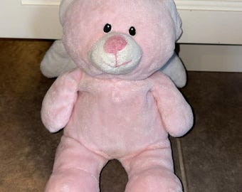 Ty Pluffies LITTLE ANGEL Pink Bear w/ Wings 9" Plush Stuffed Animal Toy