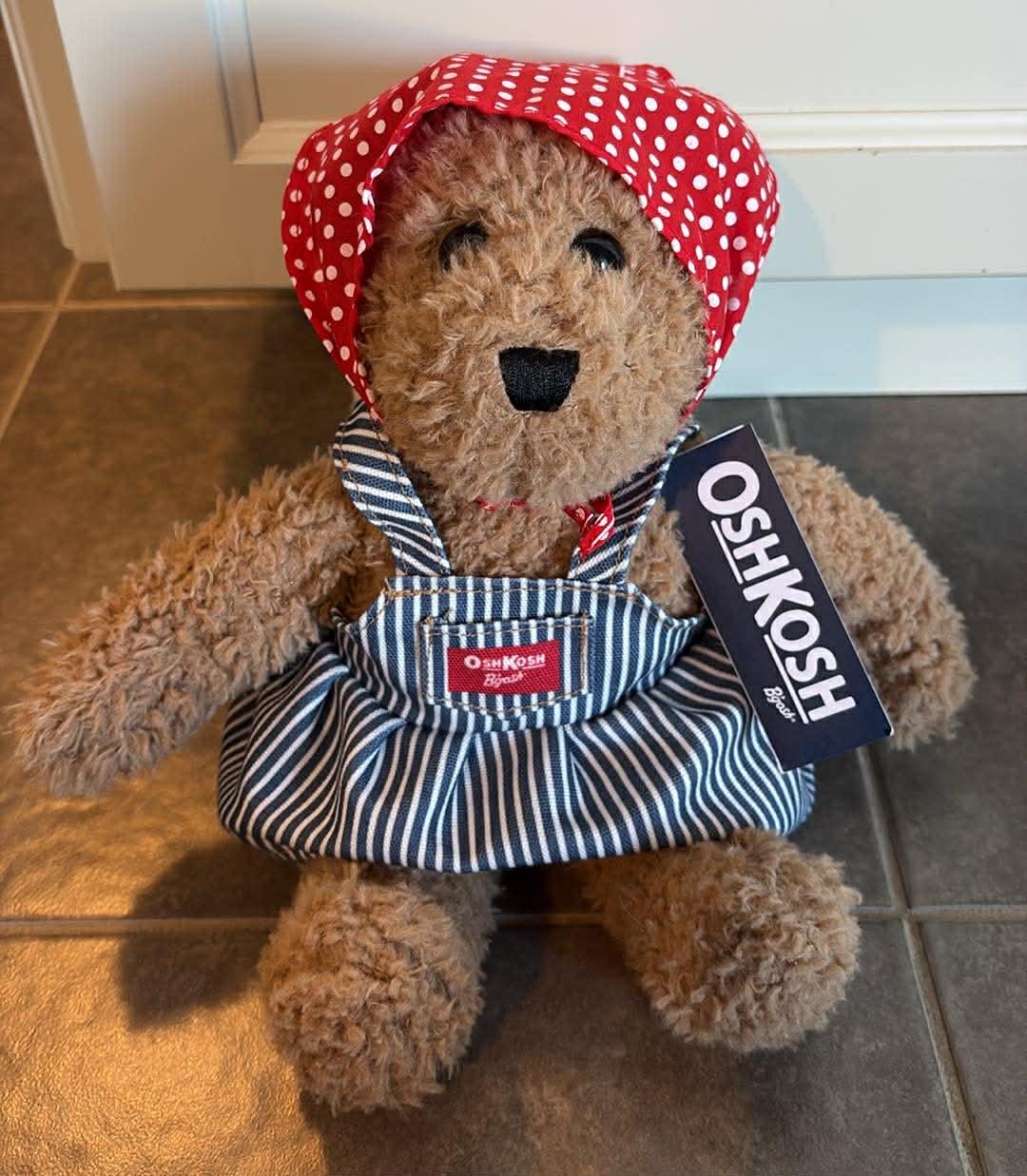 アンティーク雑貨 Oshkosh B'gosh Oshkosh B'gosh Teddy Bear With Hickory Stripe Skirtall 12 Inch - Etsy