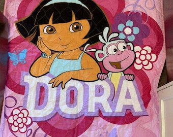 アメリカキャラクター DORA シーツセット Dora Kids 2 Piece Blue Pink Floral Reversible Comforter and