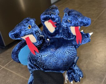フォークマニス社　ハンドパペット子羊 フォークマニス ブルー 三つ頭のドラゴン 9インチ ぬいぐるみ ハンド