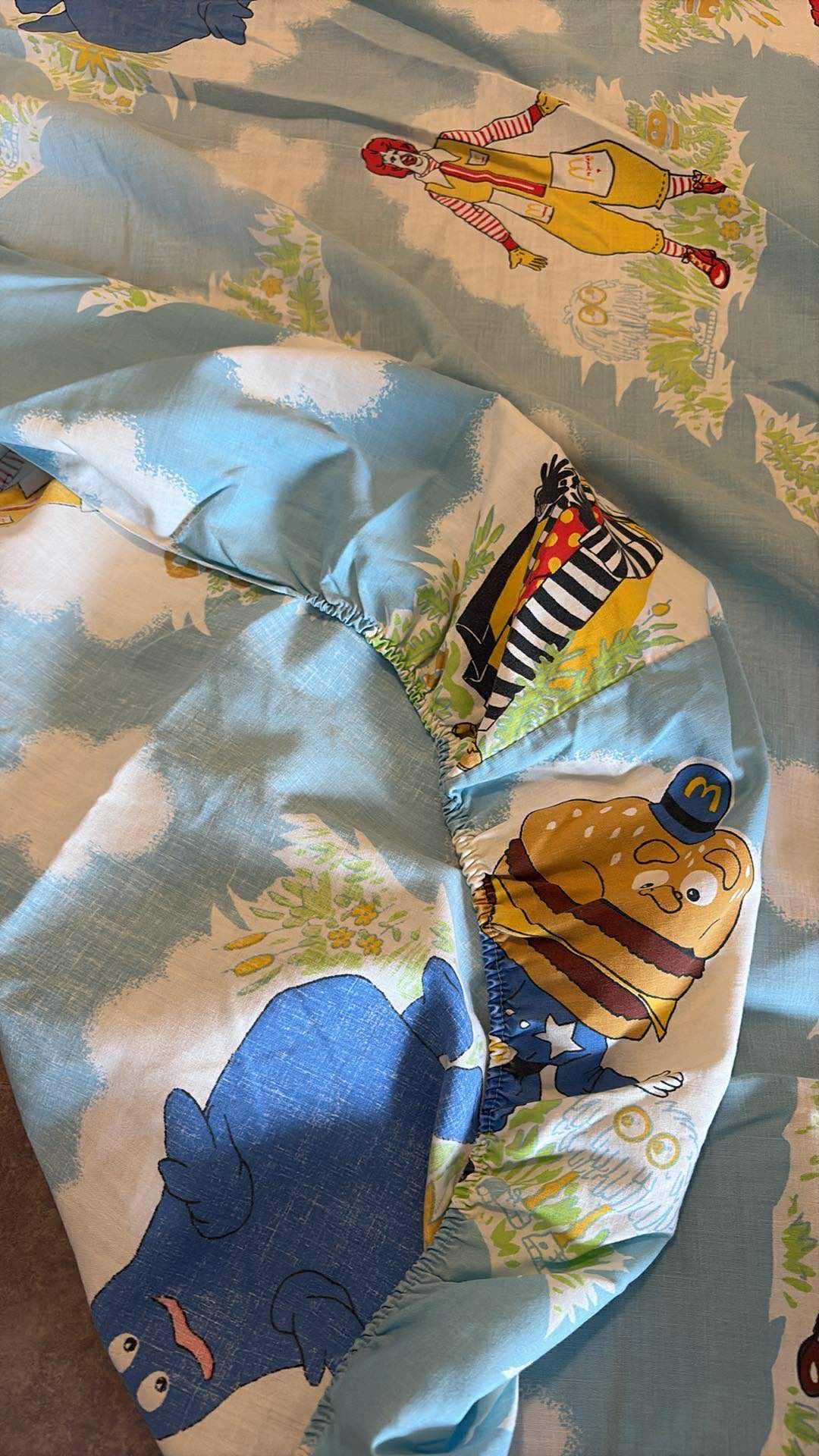 1970s Mcdonald's Twin Fitted Bed Sheet Texmade Truprest II Ronald
