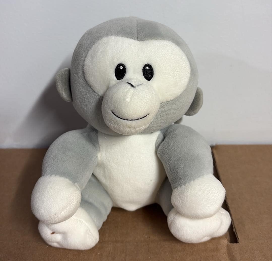 Ty Baby Pookie Grey White Monkey Plush Beanbag Lovey Stuffed