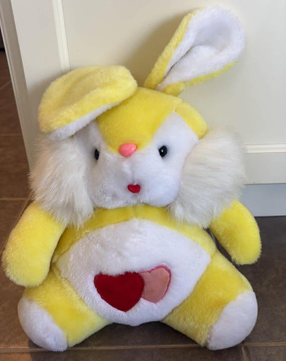 Vintage 1980s Yellow Pastel Bunny Heart Tummy 12 Inch - Etsy