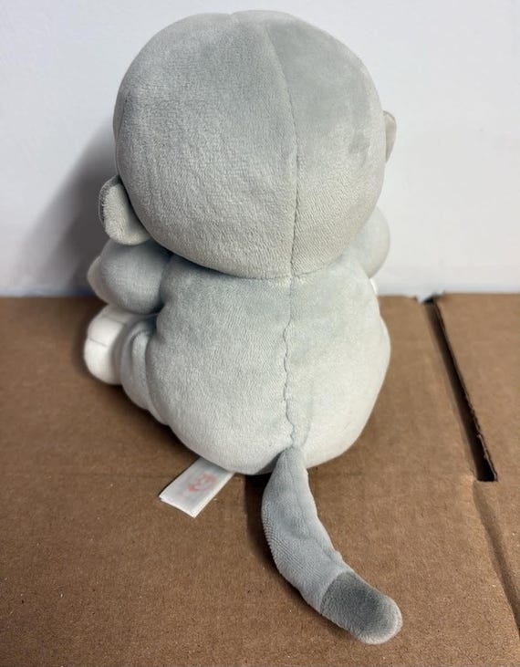 Ty Baby Pookie Grey White Monkey Plush Beanbag Lovey Stuffed