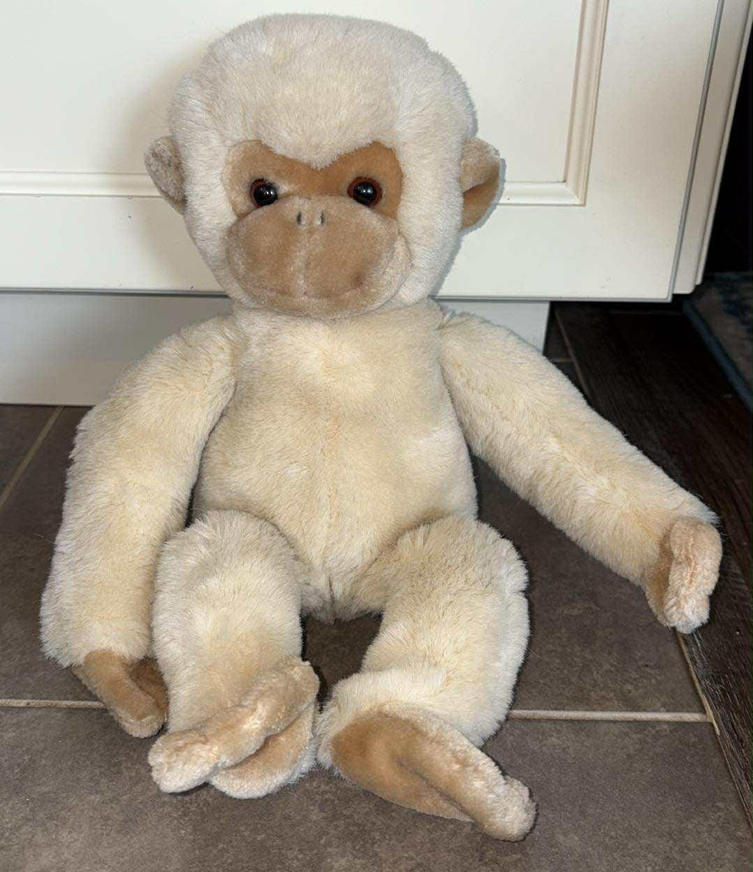 Vintage 1987 GUND Zippy Tippy Cream Monkey Plush 14