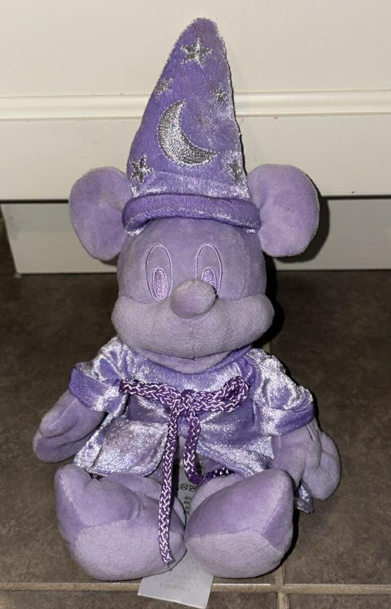 Disney Mickey Mouse Violet paarse tovenaar knuffel 12 inch afbeelding 1