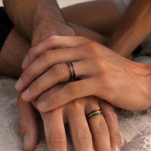 Rainbow Ring LGBT-18K Gold PVD Plated ,Stainless Steel, Pride Jewelry
