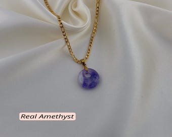 Ametys  Donut Necklace,18K Gold Pvd Plated, Waterproof, Stainless Steel ,Handmade