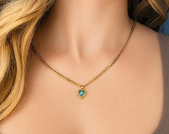 Gold Heart Charm Pendant, 18K Gold Plated,Stainless Steel,Handmade,Women's day gift