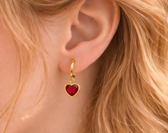 Heart Earrings :18K Gold PVD Plated ,Stainless Steel, Waterproof, Non-Tarnish, Hypoallergenic Jewelry