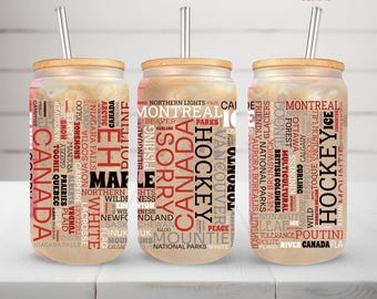 Canada Word Cloud Cup Wrap: 16oz Tumbler SVG PNG Cricut File
