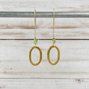 Gold and Peridot Dangle Earrings