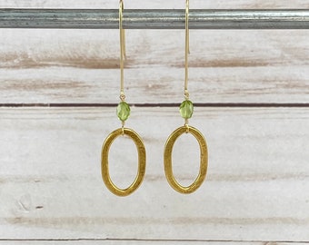 Gold and Peridot Dangle Earrings