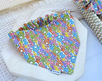 Bandana Scrunchie Color Paws para Pets | Bandana Fácil de Usar para Cães e Gatos