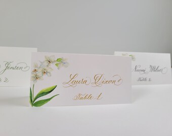 Guest Names and Table numbers included on Printable Customized Blue Orchid Wedding Escort Cards Escort Cards Seating Cards Printable