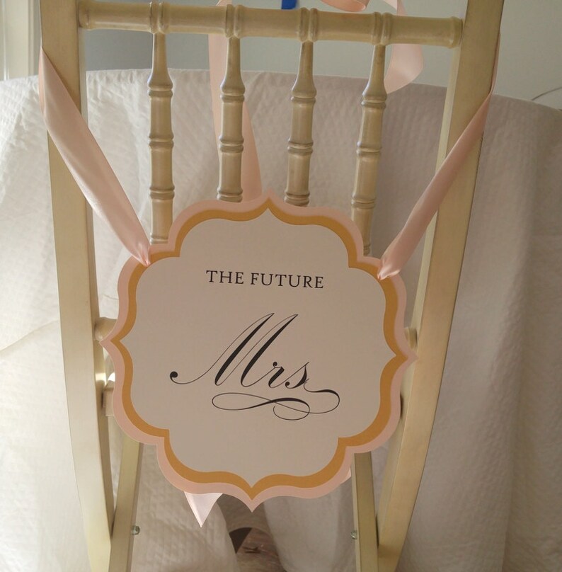 Bridal Shower Chair Sign Art Deco Design The Future Mrs Elegant Decor Custom