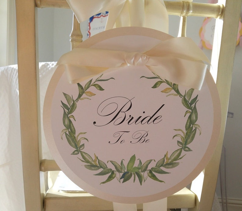 Bride To Be Chair Sign Bridal Shower Decoration Laurel Wreath Design Honor The Decor With Satin Bow