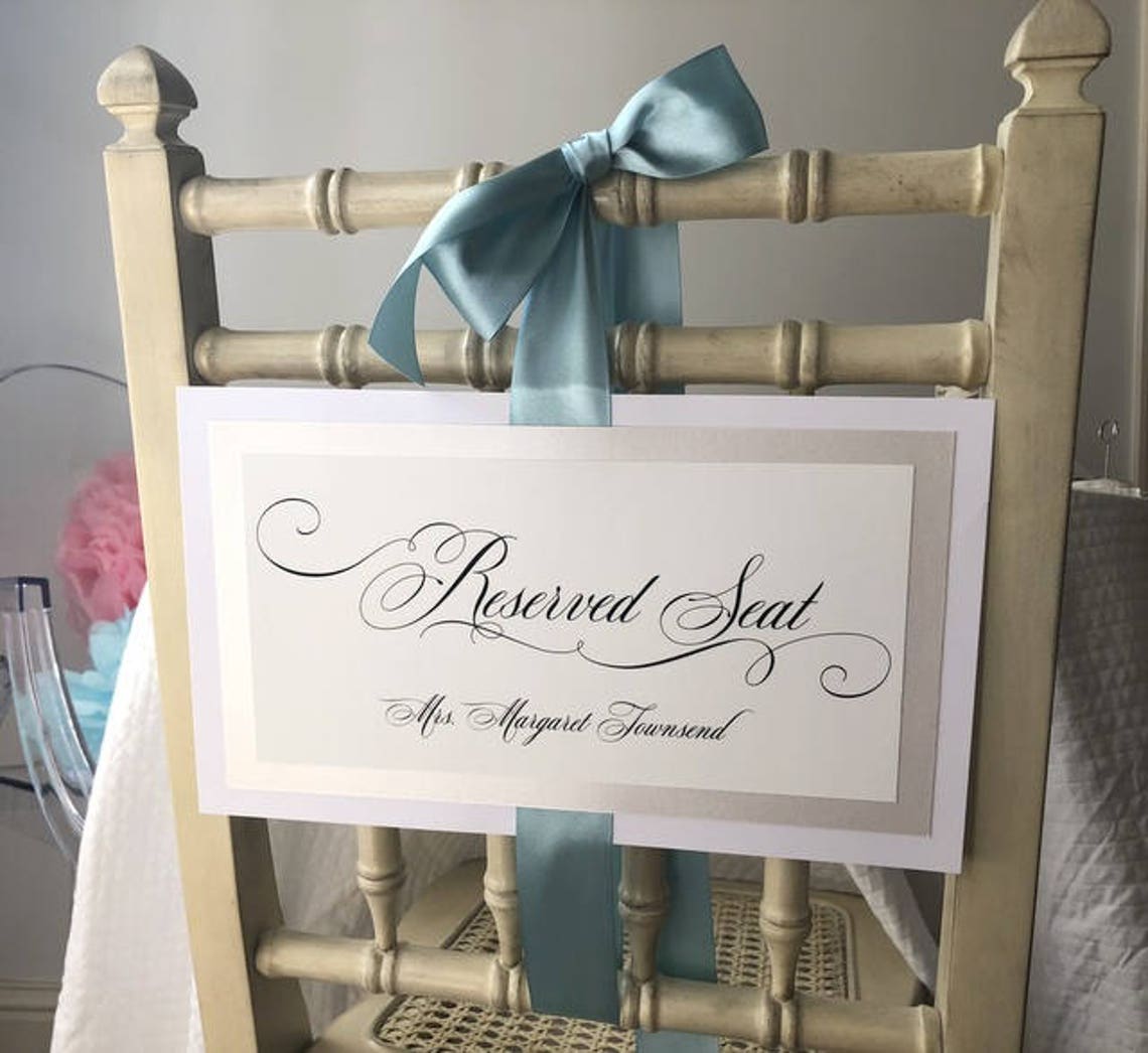 Reserved Wedding Chair Signs Reserve Seating Sign for Special Etsy