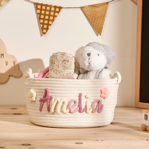 Personalized Storage Basket for Kids | Custom Name Embroidery | Toy & Book Organizer | Colorful and Fun Storage Solution | Perfect Baby Gift