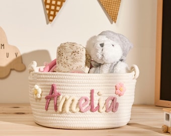 Personalized Storage Basket for Kids | Custom Name Embroidery | Toy & Book Organizer | Colorful and Fun Storage Solution | Perfect Baby Gift