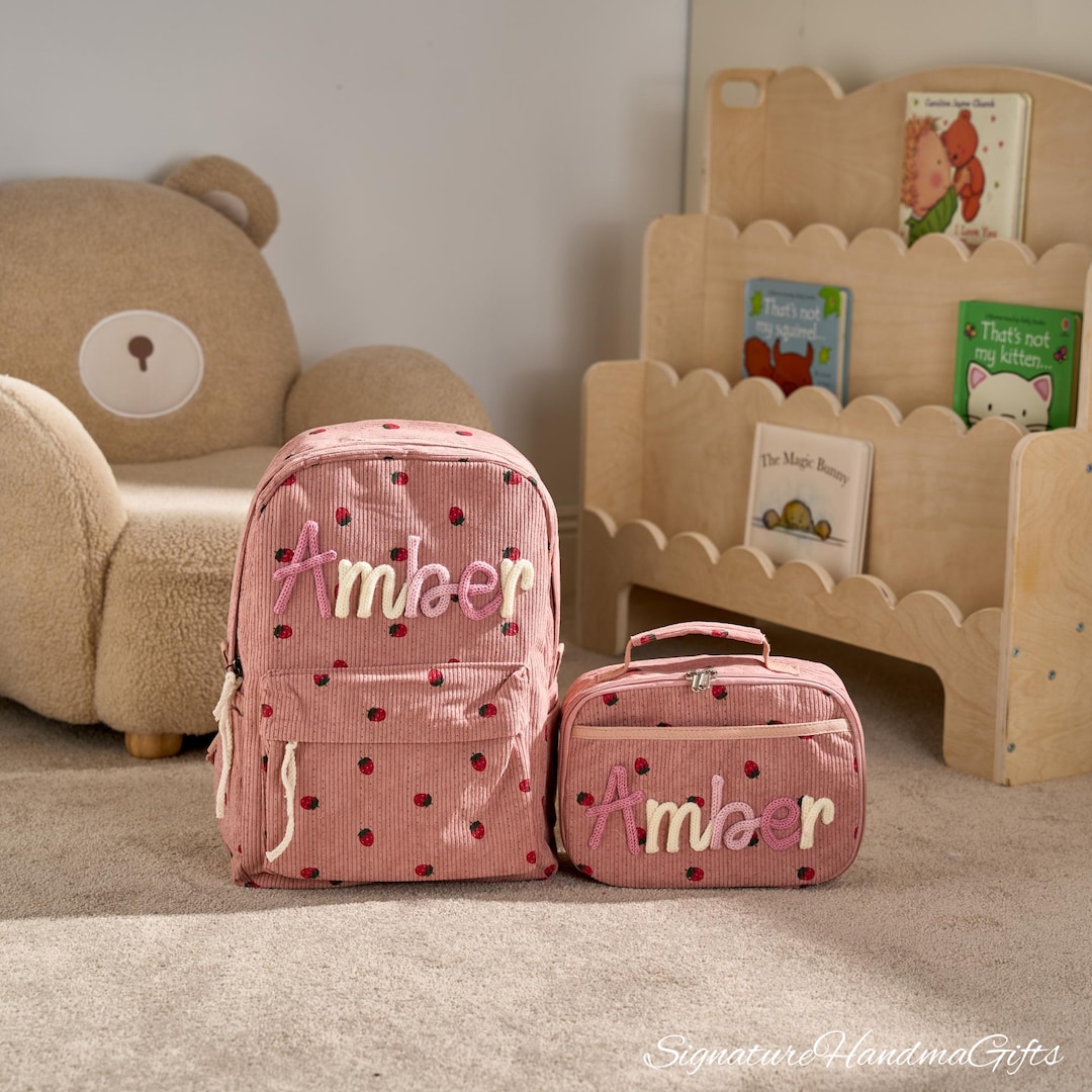 Personalized Kids Backpack & Lunchbox Set | Custom Embroidered Names ...