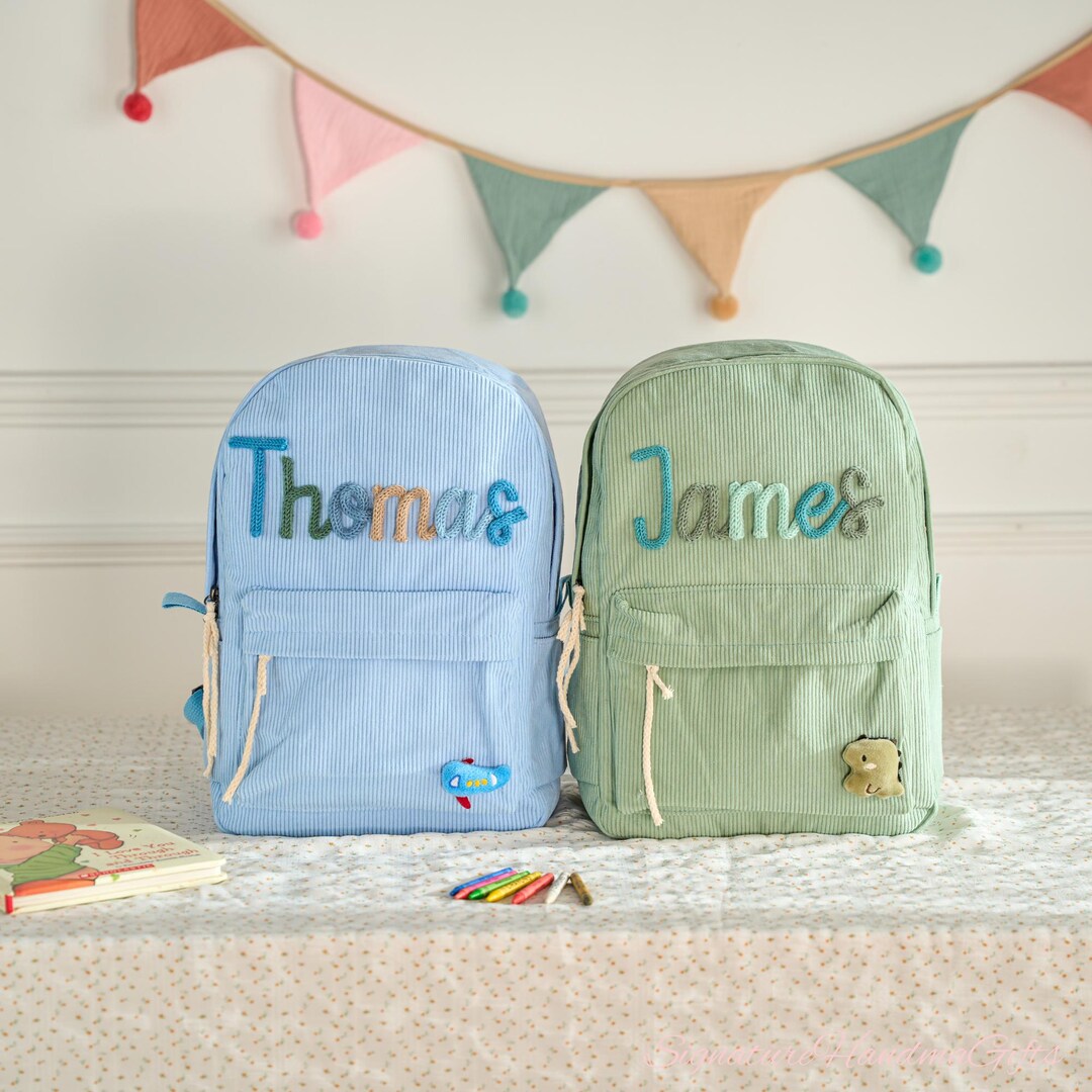 Small Backpack Names Personalised Kids Backpack With Name | Corduroy Embroidered Name Bag ...