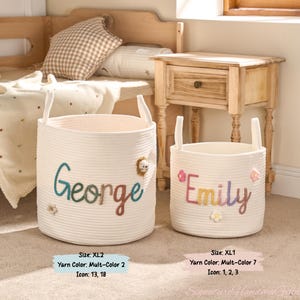 Personalized Storage Basket for Kids | Custom Name Embroidery | Toy & Book Organizer | Colorful and Fun Storage Solution | Perfect Baby Gift image 8