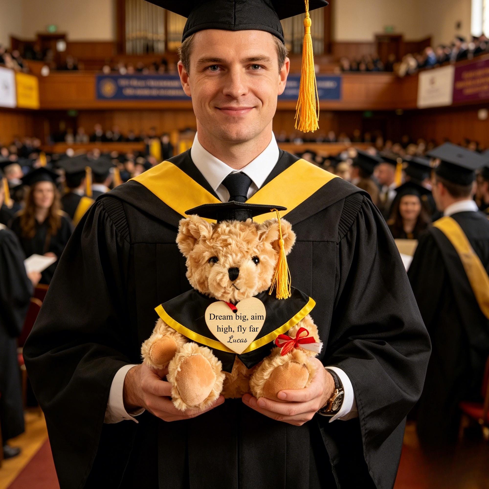 Personalized Graduation Bears Class of 2026, Custom Engraved Heart Grad ...