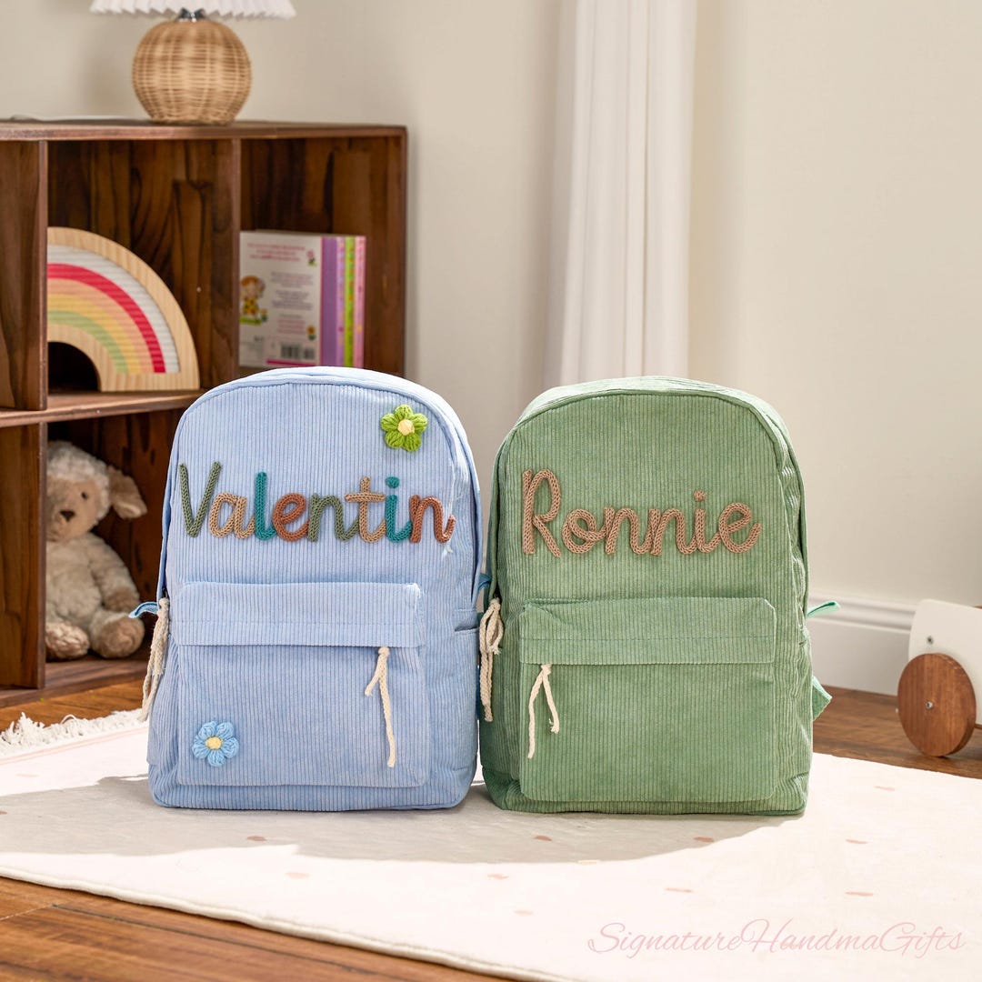 Personalized Corduroy Kids Backpack: Custom Name Toddler School Bag - Etsy