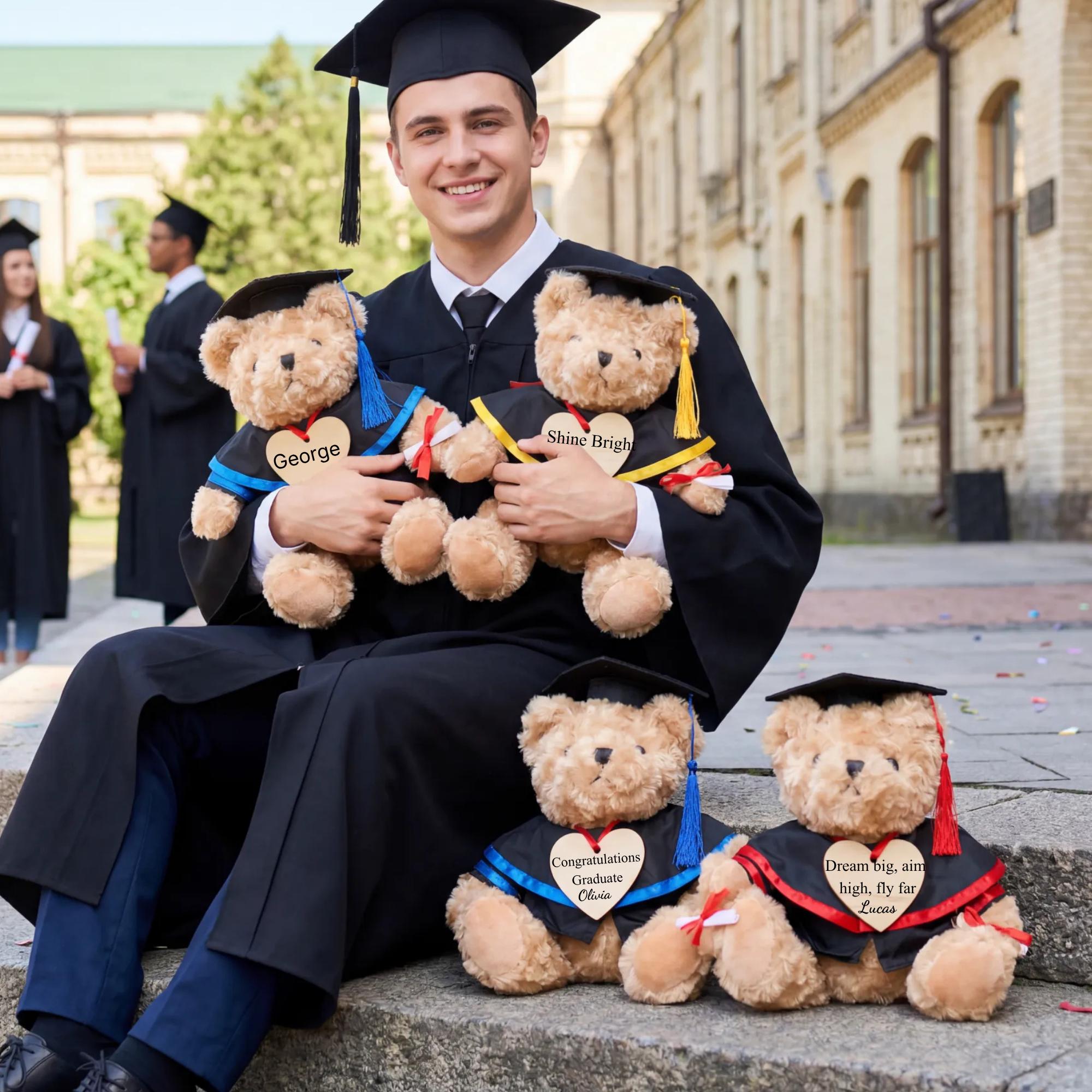 Personalized Graduation Bears Class of 2026, Custom Engraved Heart Grad ...