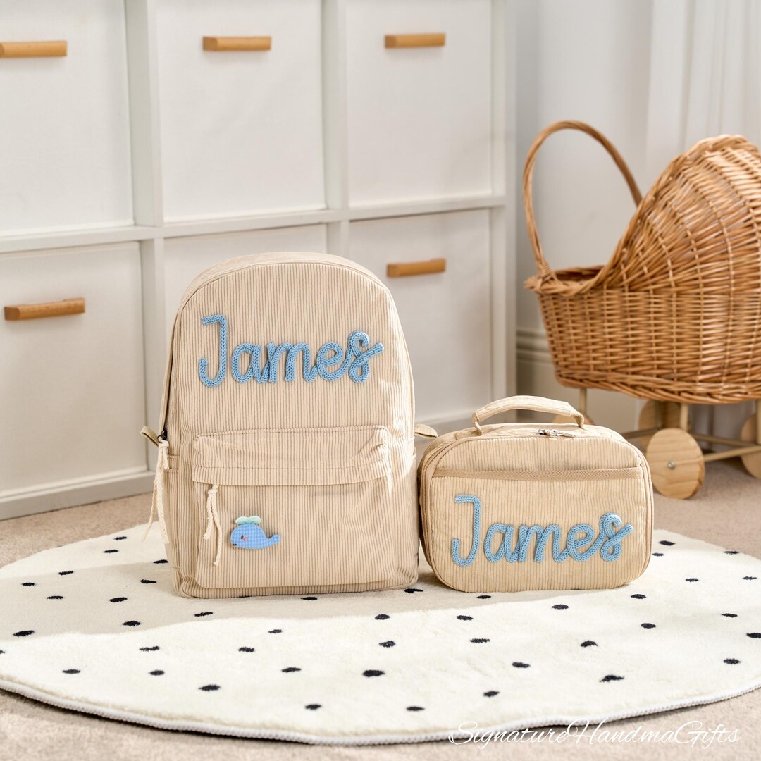 Personalized Kids Backpack & Lunchbox Set | Custom Embroidered Names ...