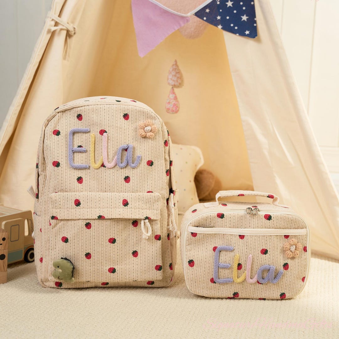 Personalized Kids Backpack & Lunchbox Set | Custom Embroidered Names ...
