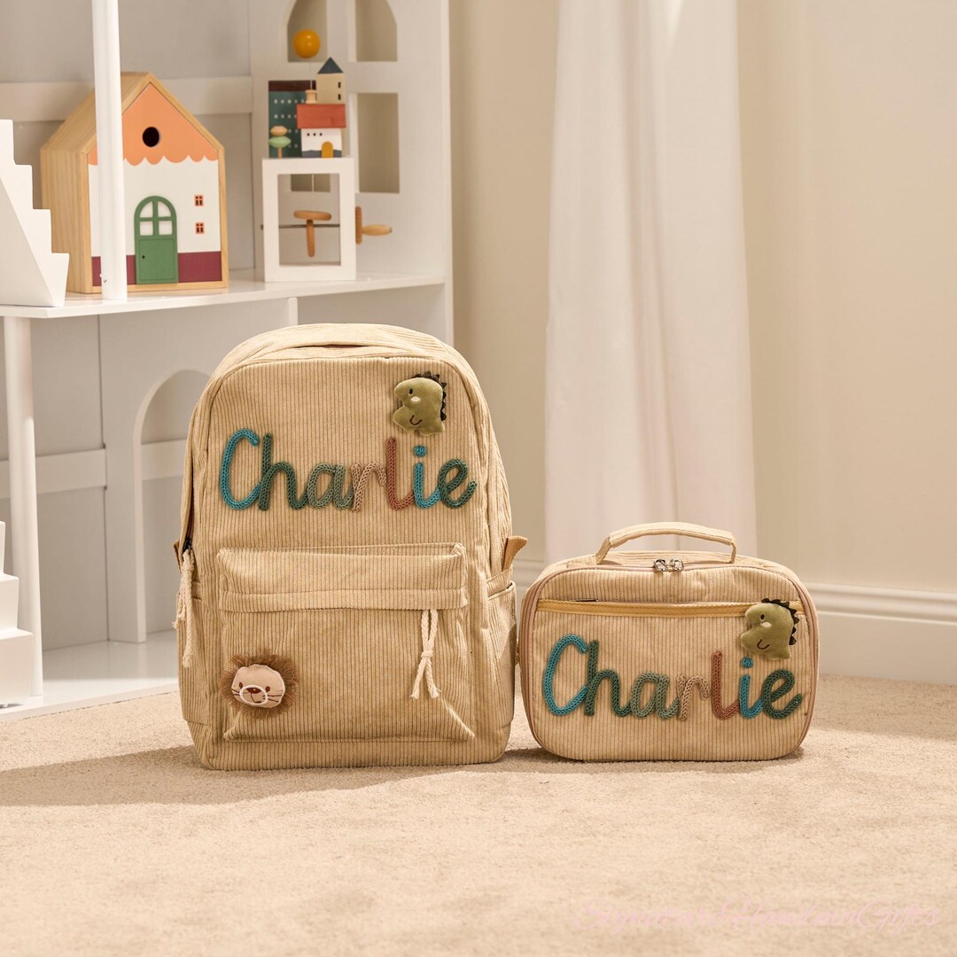 Personalized Kids Backpack & Lunchbox Set | Custom Embroidered Name Bag ...