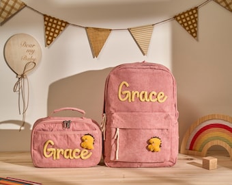 Personalized Kids Backpack & Lunchbox Set | Custom Name Embroidery | Perfect Gift for Girls and Boys Back to School